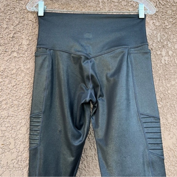 Athleta Inclination Moto tight Women’s Size Small Black‎ Metallic Pullon Style - Picture 12 of 17